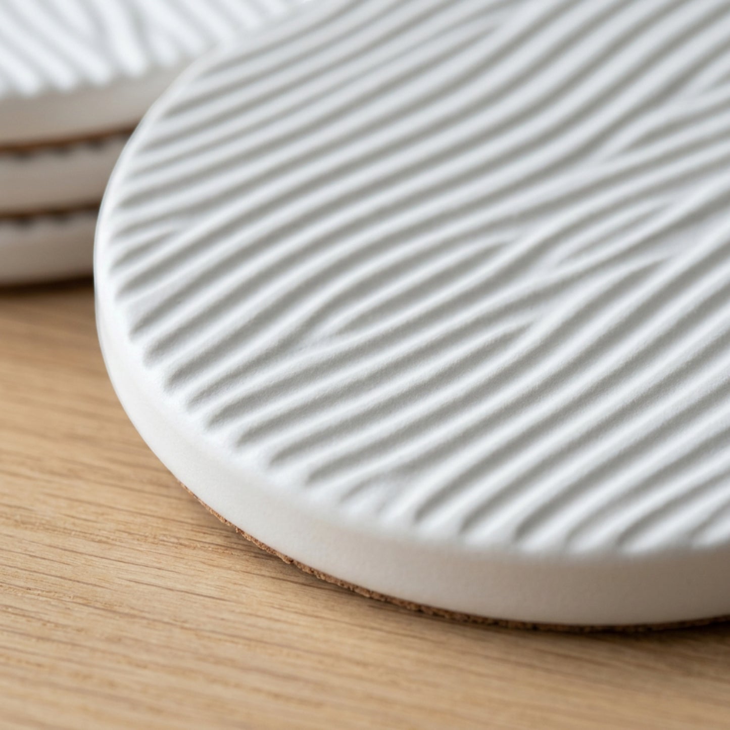 Vzxa Ribbed Ceramic Look Coasters White 4 Pack