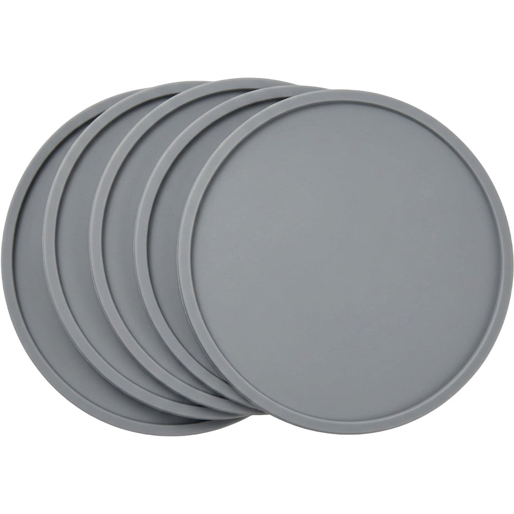 Vzxa Round Silicone Coasters Stone Gray 6 Pack