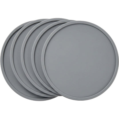 Vzxa Round Silicone Coasters Stone Gray 6 Pack