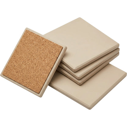 Vzxa Square Cork Back Coasters Sand 4 Pack
